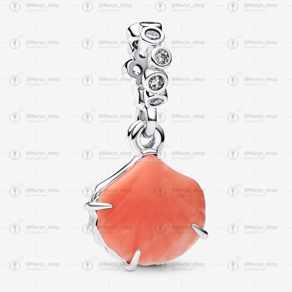 Pandora Coral-colored Shell Double Dangle Charm - Picture 1 of 2